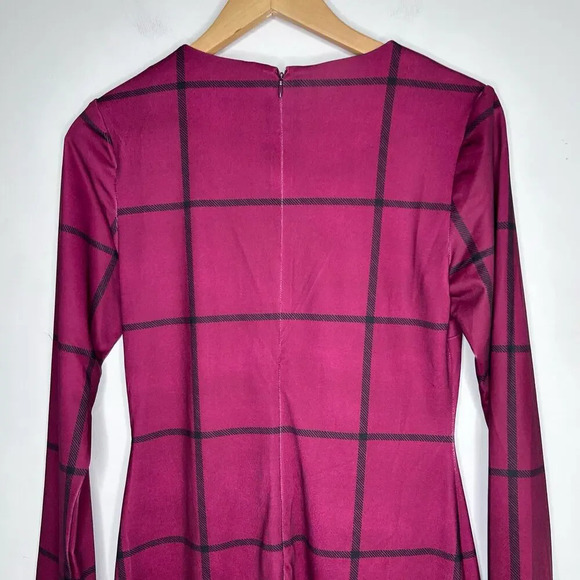 Hutch Anthropologie Merlot Red Plaid Long Sleeve Dress Women’s Small Cabin Chic - Picture 8 of 9